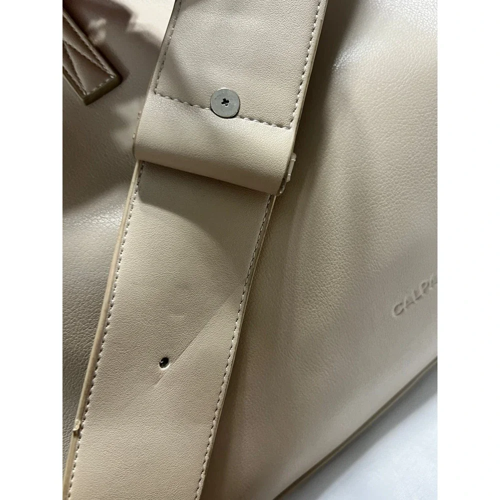 CalPak Taupe Leather Tote Bag with Adjustable Strap. Tags are no longer intact.
